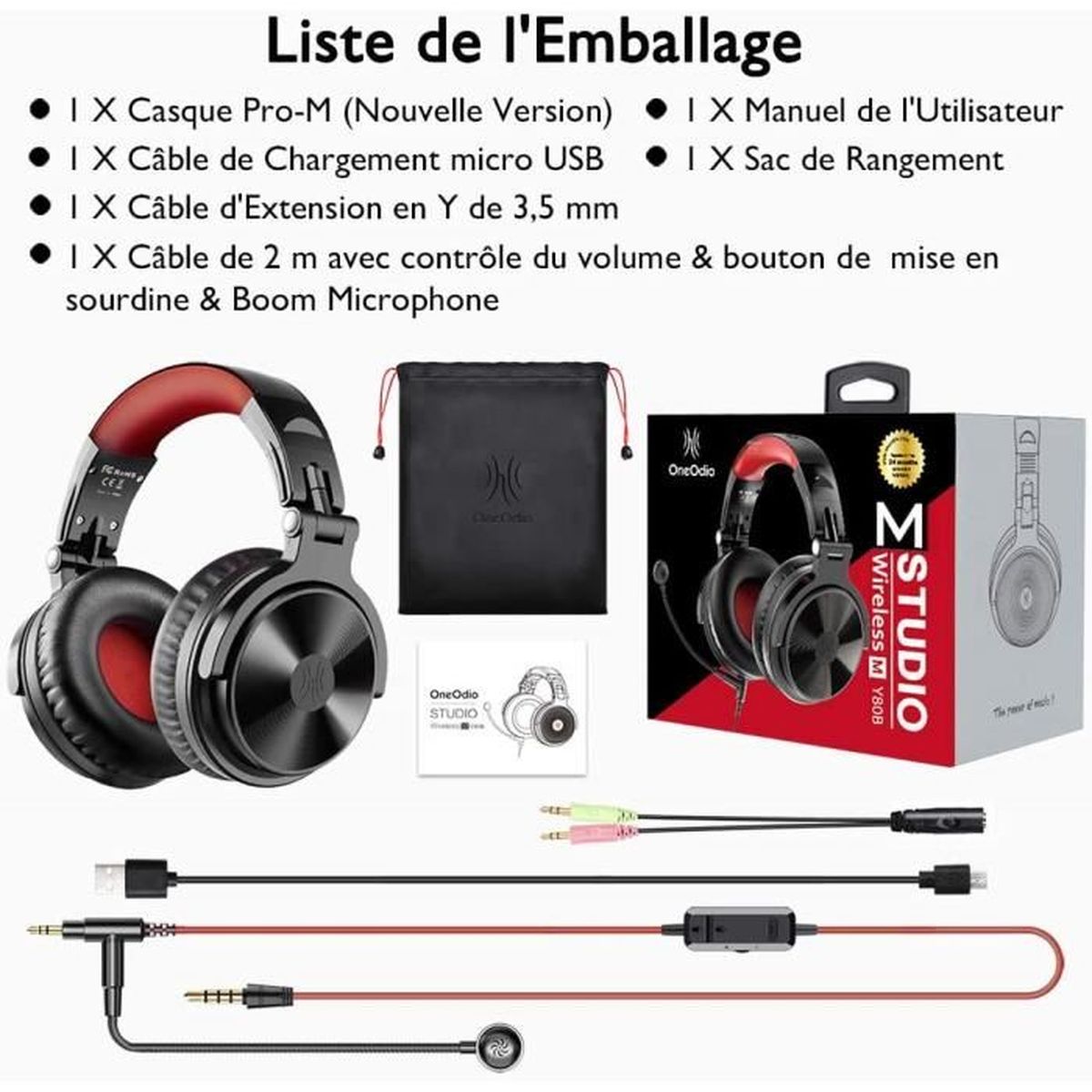 Casque Bluetooth 80H d'Autonomie, OneOdio Casque Audio Hi-FI avec Boom  Microphone pour Gaming, PS4, Xbox One, PC, Smartphone - Cdiscount  Informatique