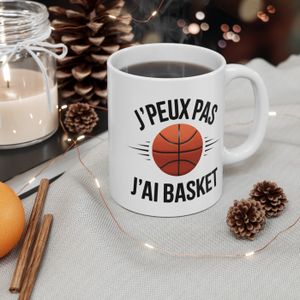 Tazza Basketball | Tazza Regalo Humour j'peux pas Nero