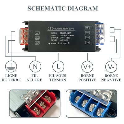 Transformateur électronique 60W 12V Mili Leuchten - Pour Halogènes - 50Hz