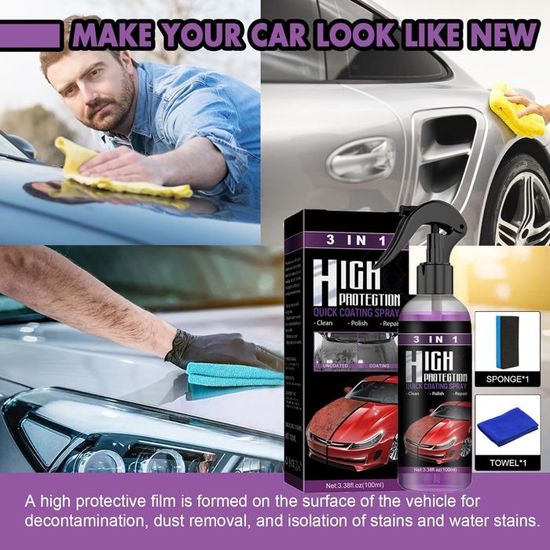 MoreChioce Spray Cire Voiture 3-en-1 30ml - Revêtement Céramique Hydrophobe Nettoyant Brillance Maison Cuisine