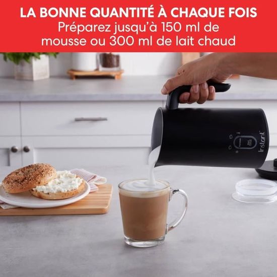 Mousseur à Lait électrique 4 En 1 - Contrôle Température (55-70°C) - 2 Fouets, Pour Cappuccino, Latte - 140/270ml