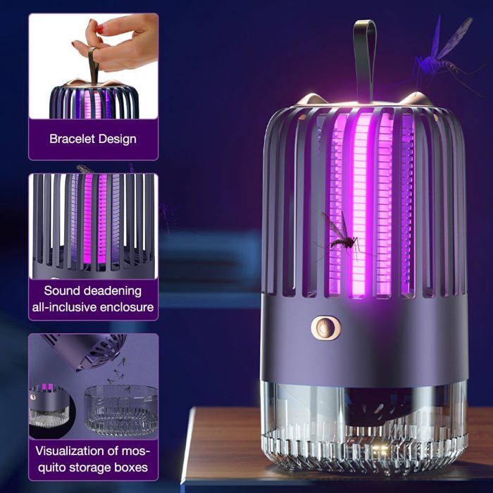 Lampe Anti Moustiques UV Rechargeable - Fonction Veilleuse, 365 Nm, Physique Et Sans Produit Chimique