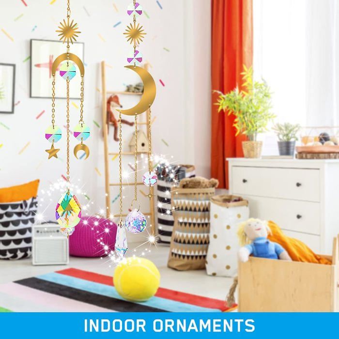Lot De 4 Attrape-Soleil En Cristal - Prismes Arc-en-Ciel Pour Déco Fenêtre Ou Jardin - Résistants Aux Intempéries