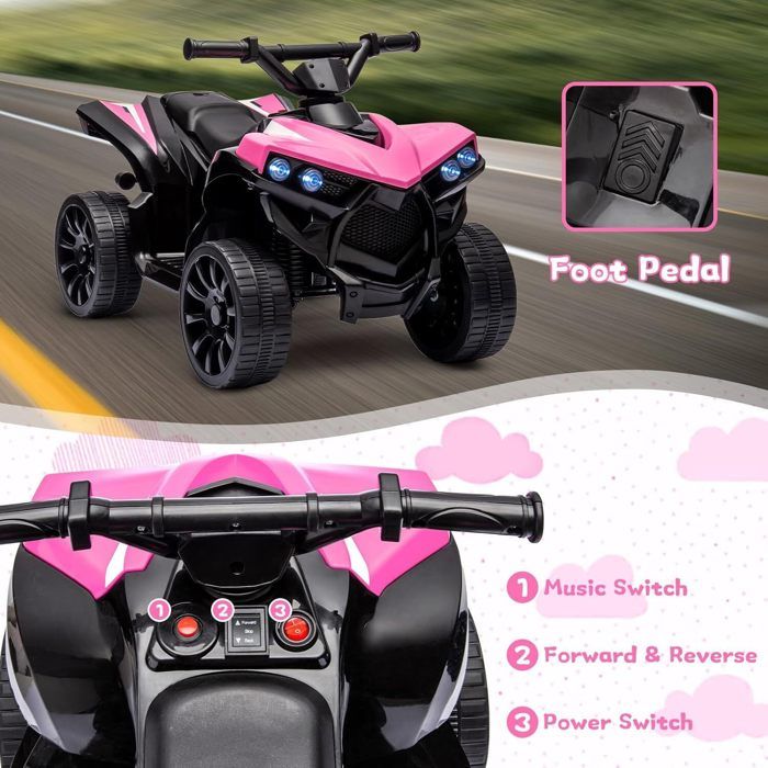 Quad Électrique Enfant Virimolo 6V BBH-029 – Moteur 390#, Batterie Autonomie, Buggy Tout-Terrain 3-8 Ans Avec Chargeur CE