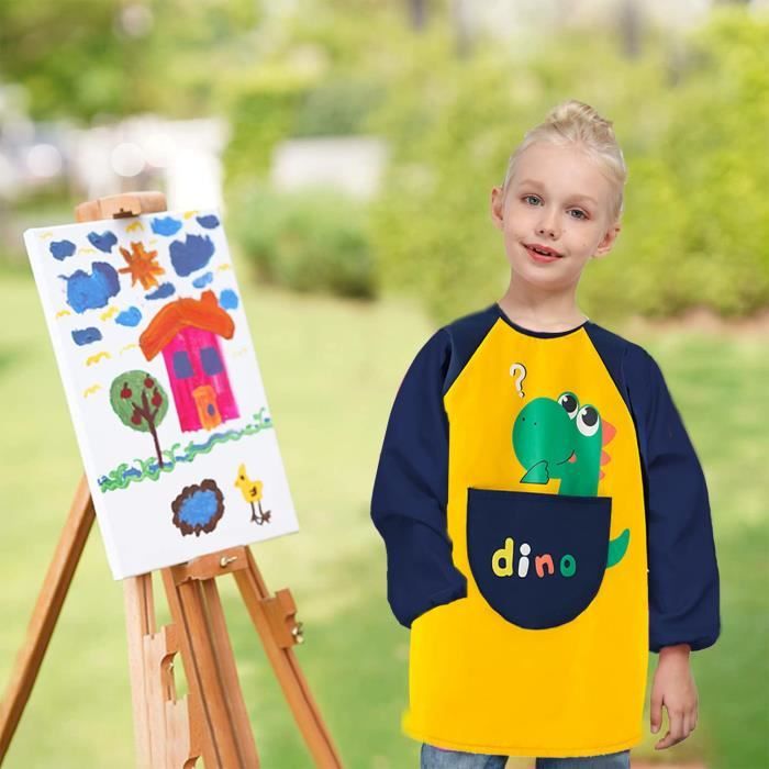 Fiodrimy Blouse artistique pour enfants, blouses de peinture licorne avec poche, tablier d'artiste imperméable à manches longues pour enfants filles Fiodrimy Blouse artistique pour enfants, blouses de peinture licorne avec poche, tablier d'artiste imperméable à manches longues pour enfants filles