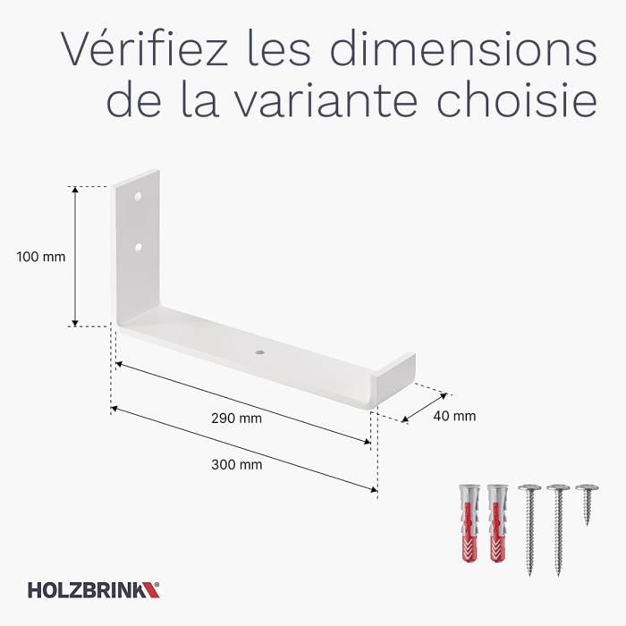 Supports D'étagères,VEVOR 160 X 100 X 45 Mm,équerre D'étagère Flottante Robuste,6 Pièces,supports Pour étagères En L Noir Mat De 5 Mm D'épaisseur, | Leroy Merlin