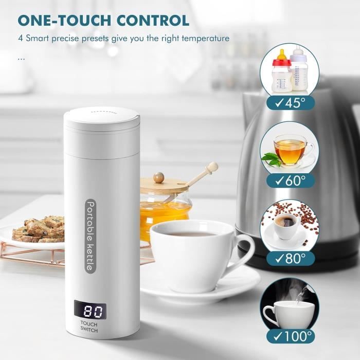 Bouilloire de chauffage électrique portable 500ml doublure intérieure en  acier inoxydable bouilloire électrique pour thé / café / lait de bébé