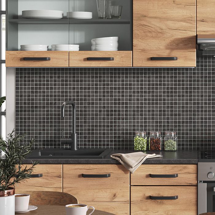 Vicco Cuisine R-Line, blanc/anthracite, 240cm , PT Chêne | Leroy Merlin