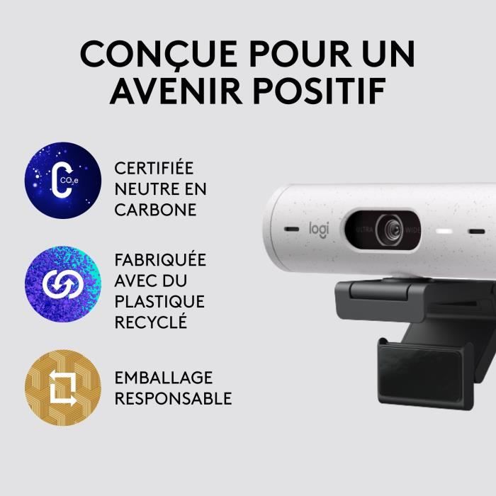 Logitech - Brio 500 Webcam HD avec Expo Auto - Blanc - Cdiscount  Informatique