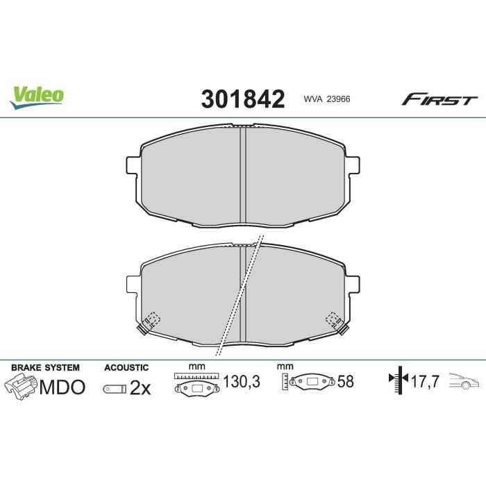 Plaquettes De Frein Avant Valeo First - Référence 301068 - Jeu De 4 Plaquettes Avec Accessoires - Sans Amiante Ni Cuivre - Norme ECE-R90 - 6