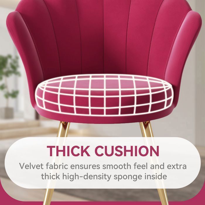 Fauteuil De Coiffeuse En Velours Rose - Pieds En Métal Noir, Accoudoirs Bas, Charge Max 104 Kg, Pour Salon Ou Bureau