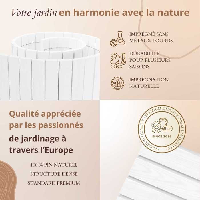 Floranica Rollborder Clôture Flexible en Bois de pin 100 x 20 cm