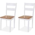 Excellent -Lot de 2 Chaises de salle à manger Chaise de Salon Moderne Fauteuil Chaise de cuisine Blanc Bois d'hévéa massif #334799-0