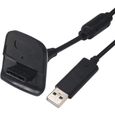 TRIXES Câble USB chargeur noir pour manette Xbox 360-0