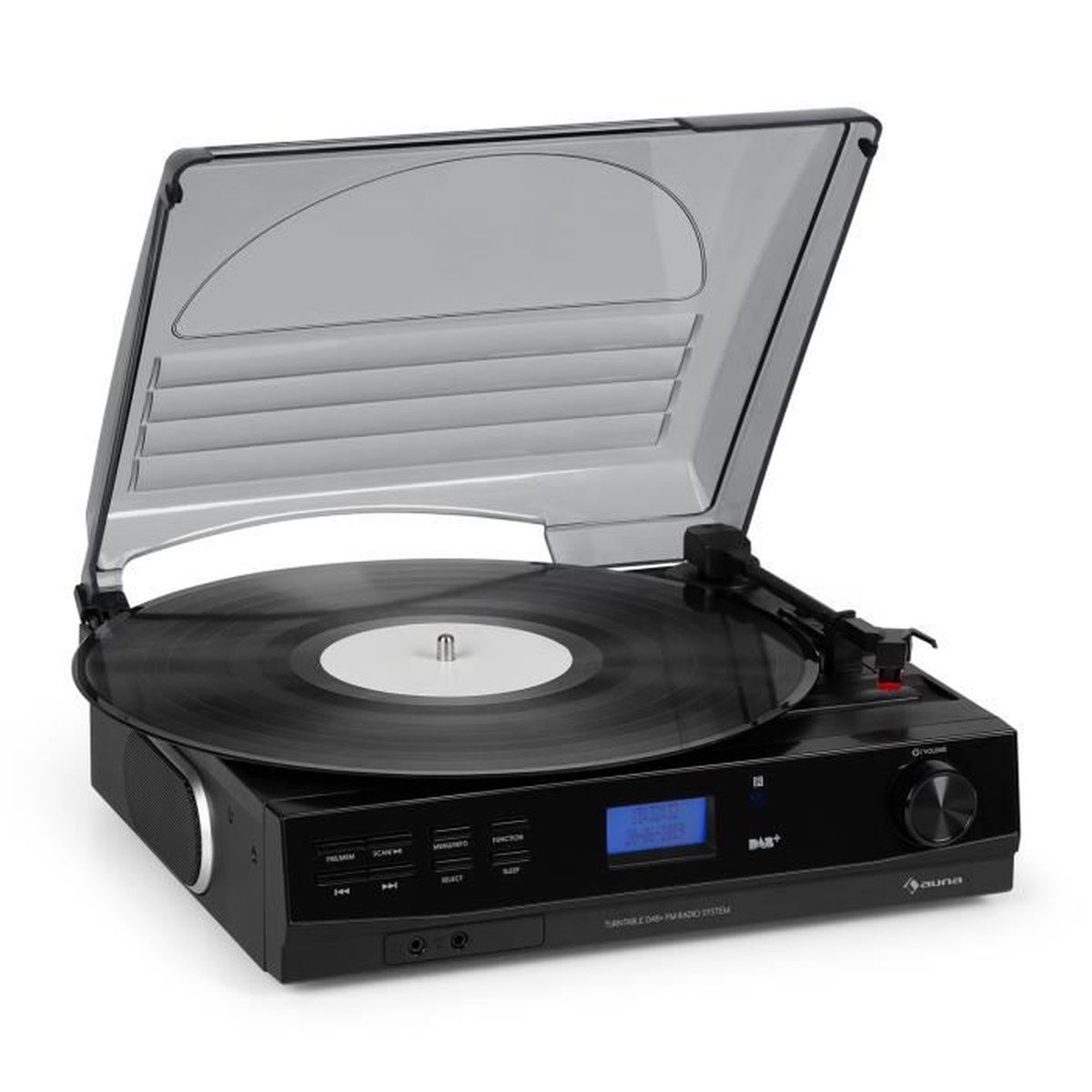 Auna TT186 Platine vinyle avec fonction Bluetooth et radio FM DAB DAB+ 2 vitesses 33 & 45