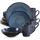 Service de table complet, vancasso Assiette, Série BUBBLE-B 16 pièces pour 4 Personnes, vaisselle bicolore en terre cuite à double