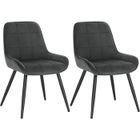 WOLTU Chaises de Salle à Manger Lot de 2, Chaises Relaxantes en Velours, Ergonomiques avec Dossier, Gris foncé BH331dgr-2