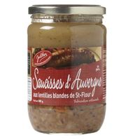 Saucisses d'Auvergne aux lentilles blondes de Saint Flour, Bocal 580 gr