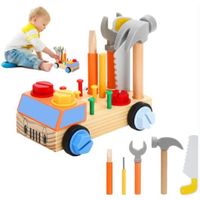  Jeu d'outils en Bois pour Enfants, Jouets Montessori Garçon Fille 4 5 6 Ans, Boîte à Outils Jeu de rôle pour Enfants