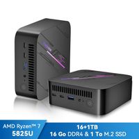 Mini PC Blackview MP100 AMD Ryzen™ 7 5825U 4.5GHz Max 16 Go 1 To-SSD 2To, Windows 11 Pro, Wifi 6, 4K UHD Display NETFLIX - Gris