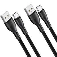 Lot de 2 Câble USB-C Rapide 3A pour Samsung Galaxy S23+ S23 Ultra S22+ S22 Ultra S21 FE S21+ S20 FE - 1 Mètre Noir Nylon Fin Tressé