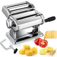 Machine à Pâtes Manuelles en Acier Inoxydable pour Faire Tagliatelle Spaghettis Lasagnes Ravioles 7 échelles