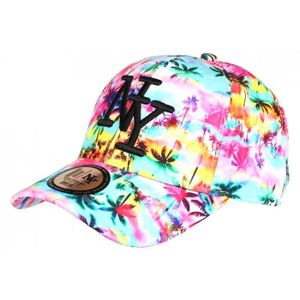 Casquette Baseball NY Rose Et Bleue - Motif Tropical Sunrise - Taille Unique, Unisexe - Neuve Avec étiquette