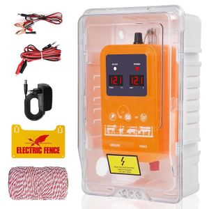 Clôture Électrique 15km - Électrificateur Puissant Pour Animaux Avec Panneau LCD Étanche Et Alarme (Orange)