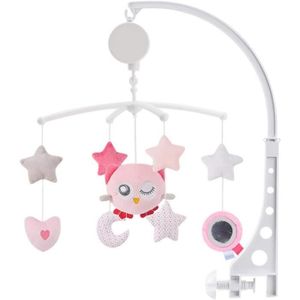MOBILE Mobile musical lit bébé rotatif à 360° - Renard hibou - Rose - Pour cadeau nouveau-né