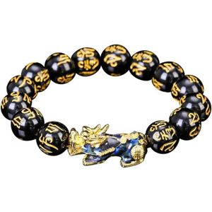 BRACELET - GOURMETTE Bracelet Obsidienne Pixiu - Amulette Feng Shui - R