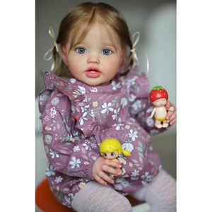 POUPÉE Pinky Reborn Poupée Bébé Adorable et Réaliste de 24 pouces (60 cm), Fille, Corps en Tissu, Yeux Bleus, Cadeau pour Enfants