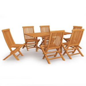 Habitat et Jardin Salon de jardin bois exotique Hongkong - Table pliante +  6 chaises pliantes pas cher 