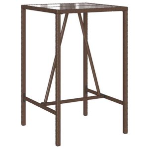 TABLE DE JARDIN  YESM Table de bar d’extérieur marron 70x70x110 cm résine tressée (Brun) Style8694 NOUVEAU