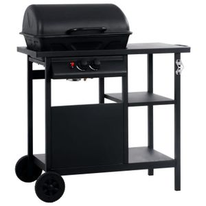 BARBECUE vidaXL Barbecue à gaz avec table latérale à 3 niveaux Noir