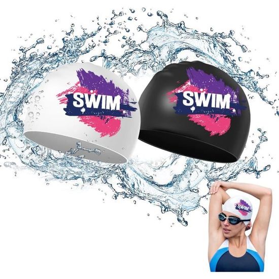 Bonnets de Bain en Silicone Ajustés Imperméables pour Hommes et Femmes Accessoires de Piscine Protection Oreilles et Eau 3D