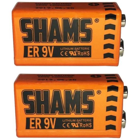 Lot DE 2 Piles Batteries 9V LlTHlUM 1200mAh 6F22 6LR61 6KR61 Battery PP3 Non Rechargeable