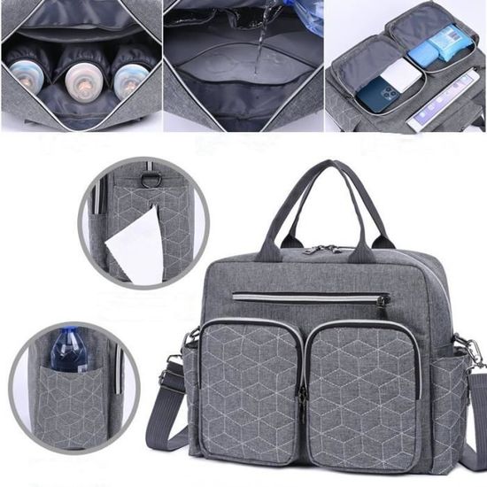 JiJia LeCo Sac à Langer Multifonction Beige – Bandoulière Réglable – Grand Format & Ultra Organisé