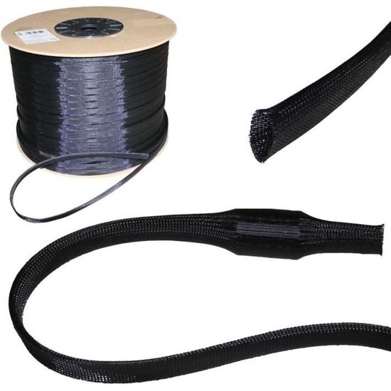 Gaine Câble Tressée Scettar 5m - Diamètre 13mm, Noir, Ignifuge, Anti-morsure, Protection Câbles électriques Cache Cable Gaine Câble Tressée Scettar 5m - Diamètre 13mm, Noir, Ignifuge, Anti-morsure, Protection Câbles électriques Cache Cable