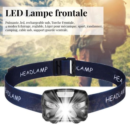 Lampe Frontale LED Puissante 300 Lumens Etanche IPX4 et capteur de
