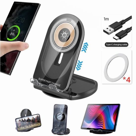 Support Voiture Téléphone Magnétique Universel 360° Rotatif Accroche