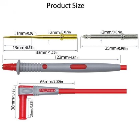10 Pointes De Test Pour Multimètre - Sondes De Remplacement En Acier Inox & Laiton Nickelé