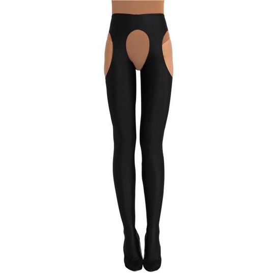Collants Brillants à Bretelles Body Transparent - Entrejambe Ouvert - Taille Unique 8D - Neuf Avec étiquettes