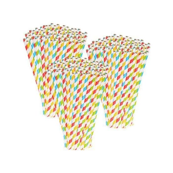 Pailles En Papier 300 Pièces - 4 Couleurs (Rouge, Jaune, Bleu, Vert) - Pour Cocktails, Café, Fêtes - Écologiques