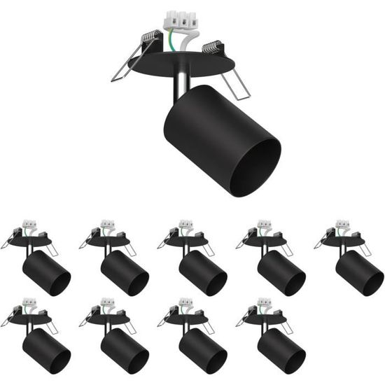 Lot De 6 Plafonniers Encastrés Ronds ZOBE Noir Mat - Ø107 Mm, Douille GX53 Max 25W