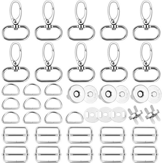 Kit De 60 Boucles Métal Tri-Glide, Anneaux En D Et Crochets Pivotants - Doré, 3.2 Cm - Pour Ceintures, Sacs, Bricolage, DIY
