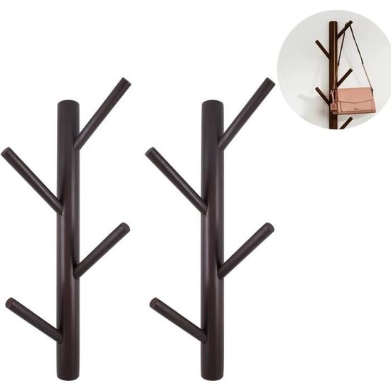 Porte-manteau Mural Bois 4 En 1 Avec 12 Crochets - Étagère Et Rangement Pour Entrée, Salle De Bain, Chambre