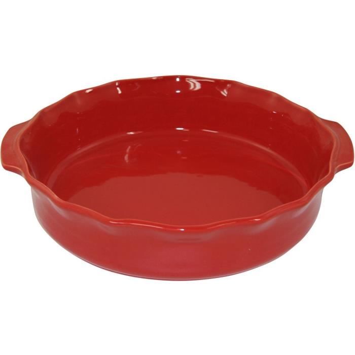 ESPRIT DE CUISINE Plat rond - 26cm - Festonné - Couleur Cerise - Fabriqué en France