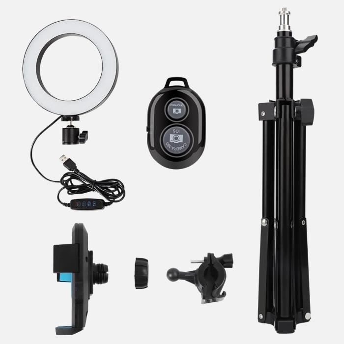 6- Kit LED Anneau Lumière avec Trépied+Support Téléphone+Télécommande pour Maquillage YouTube