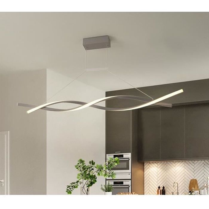Lustre - suspension LED Spirale Blanc dimming avec télécommande Lustre Led Pendentif en acrylique Lampe moderne Diamètre 120cm
