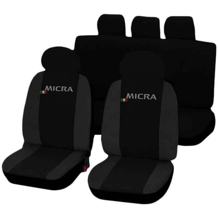Housses de siège deux-colorés pour Micra - noir gris foncè